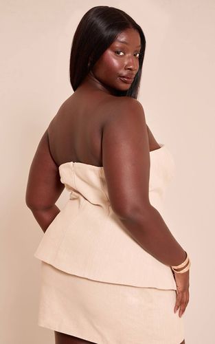Natural Plus Top Bandeau Long En Lin Premium Co-ord | Taille 44 - PrettyLittleThing - Modalova
