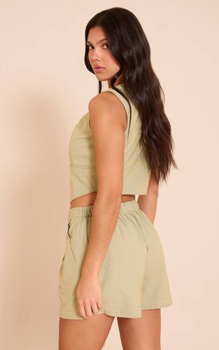 Sage Green Gilet Sans Manches Coupe Boxy Effet Lin | Taille 32 - PrettyLittleThing - Modalova