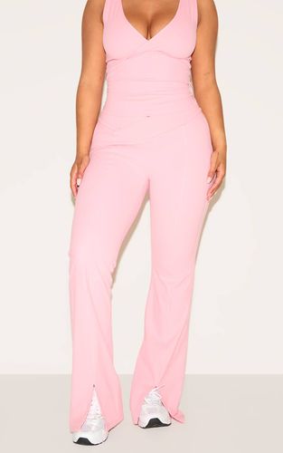 Candy Pink Pantalon Évasé À Taille En V Et Fente Frontale Shape Sculpt Active | Taille 42 - PrettyLittleThing - Modalova