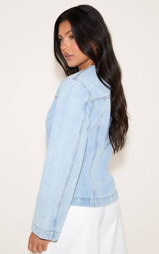 Light Blue Veste En Jean Cintrée À Manches Longues Avec Surpiqûres Contrastées | Taille 32 - PrettyLittleThing - Modalova