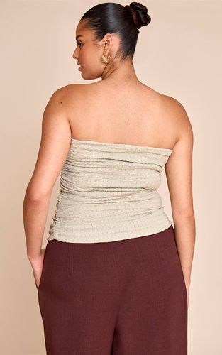 Sage Green Top Bandeau Grande Taille À Double Couche Texturé | Taille 58 - PrettyLittleThing - Modalova