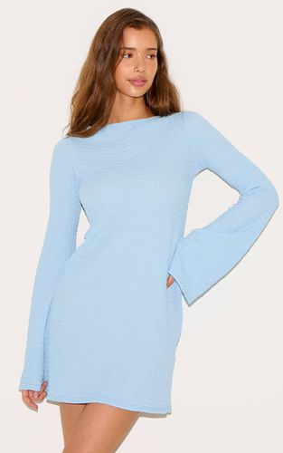 Light Blue Robe Droite À Manches Longues Col Bateau Texturée | Taille 42 - PrettyLittleThing - Modalova