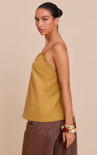 Mustard Caraco À Détails Volantés En Peau De Pêche | Taille 36 - PrettyLittleThing - Modalova
