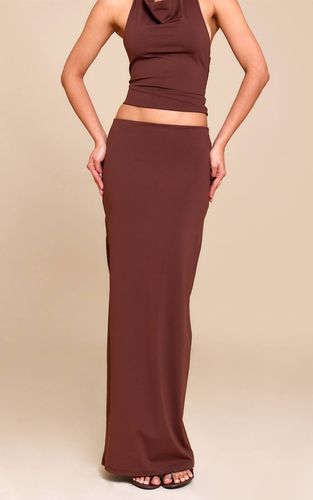 Chocolate Brown Jupe Longue Taille Mi-haute En Matière Sculptante Mate | Taille 42 - PrettyLittleThing - Modalova