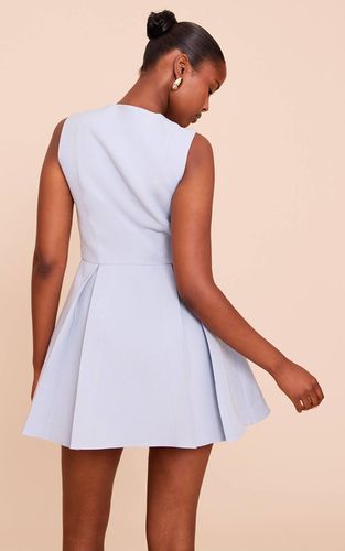 Light Blue Robe Droite Plissée Boutonnée En Tissu Structuré | Taille 42 - PrettyLittleThing - Modalova