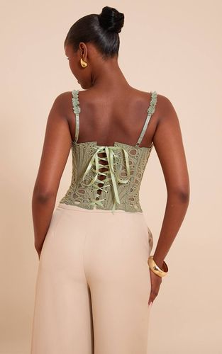 Sage Green Corset En Dentelle Florale Transparente Texturée À Bretelles | Taille 32 - PrettyLittleThing - Modalova