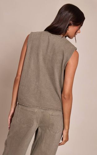 Dark Khaki Gilet En Jean Sans Manches Vintage À Boutons | Taille 42 - PrettyLittleThing - Modalova