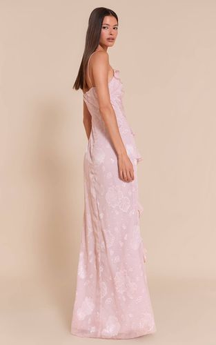 Light Pink Robe Longue À Volants Brodés De Fleurs | Taille 42 - PrettyLittleThing - Modalova