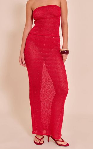 Tomato Red Jupe Longue À Sequins Texturés | Taille 32 - PrettyLittleThing - Modalova