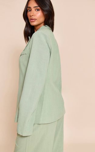 Sage Green Blazer Oversize En Lin Neutre Avec Poches Petite Taille | Taille 32 - PrettyLittleThing - Modalova
