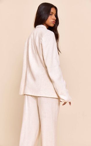 Natural Blazer Oversize En Lin Neutre Avec Poches Petite Taille | Taille 42 - PrettyLittleThing - Modalova