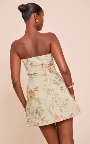 Sage Green Robe Trapèze Droite À Bandeau Floral | Taille 42 - PrettyLittleThing - Modalova
