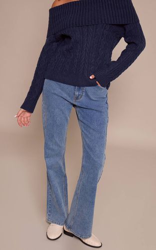 Mid Blue Wash Jean Bootcut En Denim Taille Haute | Taille 32 - PrettyLittleThing - Modalova