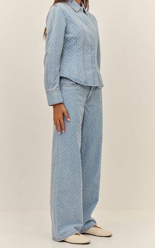 Light Blue Jean Droit Taille Haute En Denim Bouclé | Taille 42 - PrettyLittleThing - Modalova