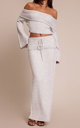 Light Grey Jupe Maxi En Maille Côtelée Douce À Taille Repliée | Taille XS - PrettyLittleThing - Modalova