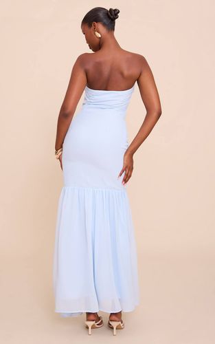Light Blue Robe Longue En Mousseline À Bandeau Avec Détails De Volants | Taille 42 - PrettyLittleThing - Modalova