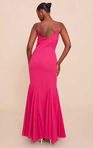 Fuschia Robe Longue En Mousseline À Encolure Dégagée Et Dos Drapé Sans Manches | Taille 32 - PrettyLittleThing - Modalova