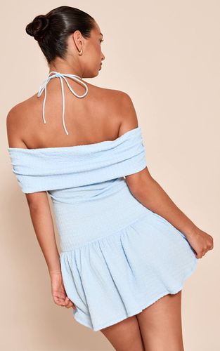 Light Blue Robe Droite À Encolure Américaine Avec Détails De Perles Texturées | Taille 42 - PrettyLittleThing - Modalova