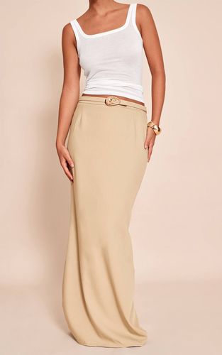 Sage Green Jupe Longue Colonne Tissée Avec Ceinture | Taille 42 - PrettyLittleThing - Modalova