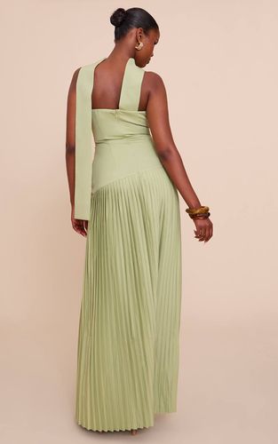 Sage Green Robe Maxi Plissée Asymétrique En Tissu Tissé | Taille 42 - PrettyLittleThing - Modalova