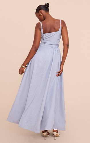 Light Blue Robe Longue Drapée À Bretelles En Tissu Tissé | Taille 42 - PrettyLittleThing - Modalova