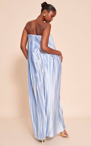 Light Blue Robe Longue Bustier Plissée En Satin | Taille 36 - PrettyLittleThing - Modalova