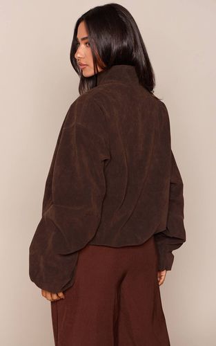 Dark Brown Veste Bomber En Daim | Taille XS - PrettyLittleThing - Modalova