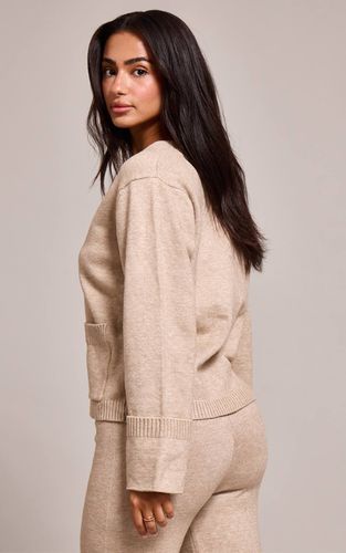 Oatmeal Cardigan Petite À Revers Retroussés | Taille XS - PrettyLittleThing - Modalova