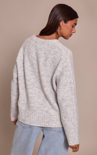 Light Grey Synthétiquell Col V À Détails Côtelés | Taille XS - PrettyLittleThing - Modalova