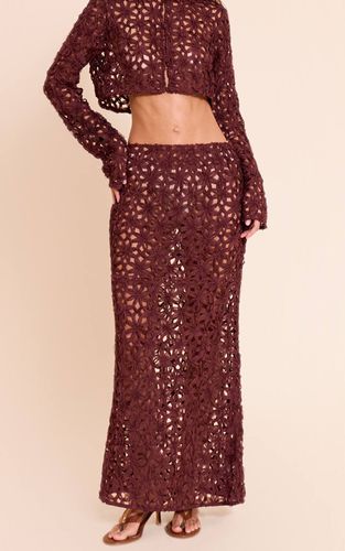 Dark Brown Jupe Longue À Fleurs Texturée | Taille 42 - PrettyLittleThing - Modalova