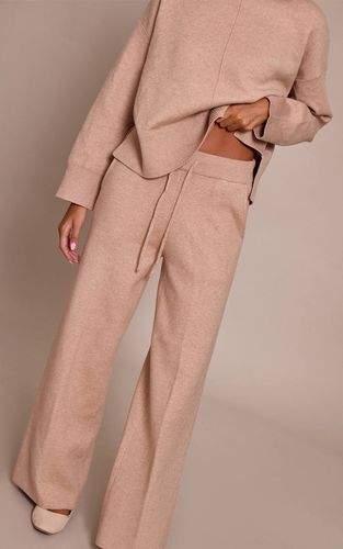 Oatmeal Pantalon Large En Maille À Cordon De Serrage | Taille XS - PrettyLittleThing - Modalova