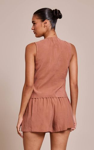 Chesnut Haut Plongeant Tissé À Nœud Latéral | Taille 32 - PrettyLittleThing - Modalova