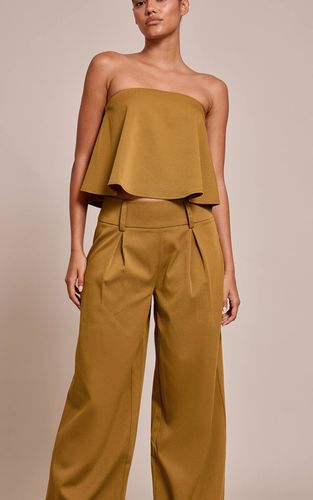 Dark Olive Pantalon Large Plissé En Tissu Tissé Ajusté | Taille 32 - PrettyLittleThing - Modalova