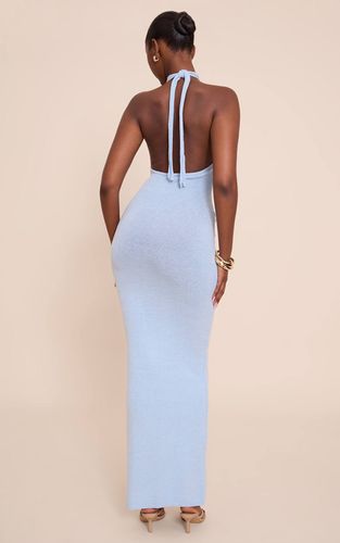 Dusty Blue Robe Longue Portefeuille Dos-nu Avec Détails De Finitions Contrastées | Taille Small - PrettyLittleThing - Modalova