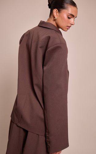Dark Brown Blazer Dad Oversize Ajusté En Tissu Tissé Coordonné | Taille 42 - PrettyLittleThing - Modalova