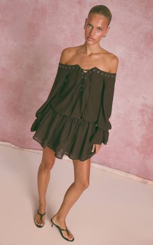 Dark Brown Ensemble Jupe Mini Fluide En Mousseline | Taille 36 - PrettyLittleThing - Modalova