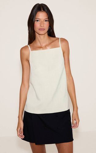 Sage Green Top Caraco Tissé Structuré Avec Détail De Bretelle Au Dos | Taille 42 - PrettyLittleThing - Modalova