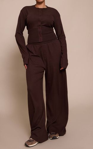 Dark Brown Pantalon Large Super Doux Basique Plus | Taille 46 - PrettyLittleThing - Modalova
