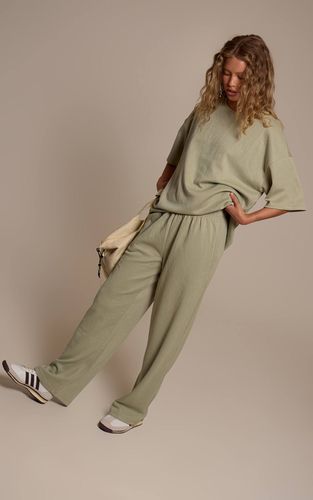 Sage Khaki Pantalon Large Taille Mi-haute En Jersey Co-ord | Taille 44 - PrettyLittleThing - Modalova