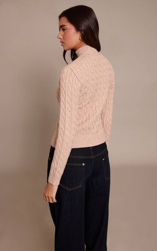 Oatmeal Synthétiquell Zippé À Manches Longues En Maille Torsadée | Taille XS - PrettyLittleThing - Modalova