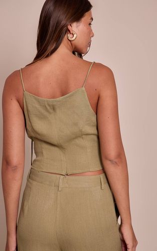Sage Green Haut Texturé À Détail De Bretelles | Taille 32 - PrettyLittleThing - Modalova