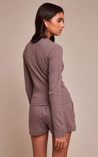 Deep Taupe Ensemble Haut Boutonné En Tissu Doux Au Toucher | Taille 32 - PrettyLittleThing - Modalova