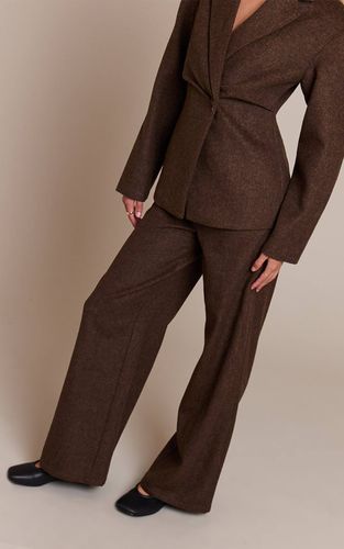 Dark Brown Ensemble Coordonné Pantalon À Fines Rayures Brossé | Taille 42 - PrettyLittleThing - Modalova