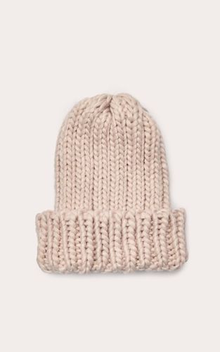 Oatmeal Bonnet À Revers En Maille Torsadée - PrettyLittleThing - Modalova