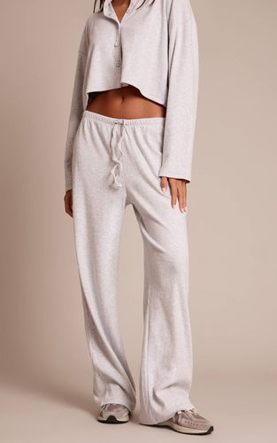 Light Grey Pantalon Large À Cordon En Maille Côtelée Brossée Ensemble Coordonné | Taille 42 - PrettyLittleThing - Modalova