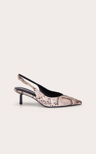 Natural Escarpins À Bride Arrière Et Découpe En V À Petit Talon Effet Croco | Taille 37 - PrettyLittleThing - Modalova