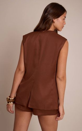 Chocolate Brown Gilet Long Ajusté Tissé Haut De Gamme | Taille 32 - PrettyLittleThing - Modalova