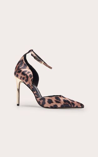 Leopard Escarpins À Talons Courts En Synthétique Froissé Avec Découpe En V | Taille 41 - PrettyLittleThing - Modalova