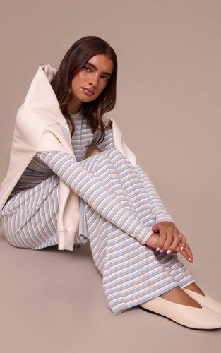 Light Blue Jogging Droit En Polaire Douce À Rayures | Taille XS - PrettyLittleThing - Modalova