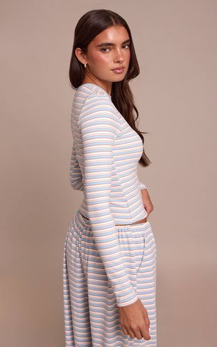 Light Blue Haut À Manches Longues En Polaire Douce À Rayures | Taille XS - PrettyLittleThing - Modalova